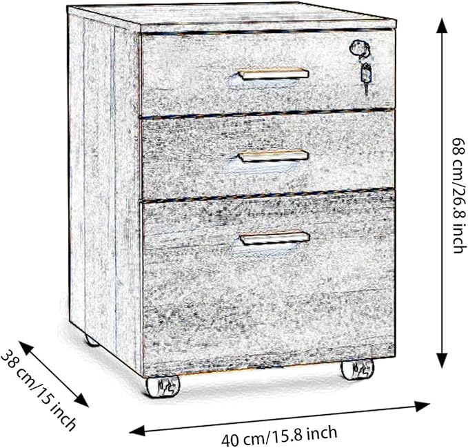 Rolling File Cabinet 3 Drawer Filing Cabinet On Wheels Under Desk Printer Stand Cabinet with Lock Lockable Mobile Filing Cabinets for Home Office Storage Organizer White