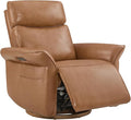 CHITA Genuine Leather Power Recliner Chair Electric Triple-Motor Swivel Glider Nursery Rocking Chair with Adjustable Power Headrest and Lumbar Support GREENGARD Gold Certified Saddle Brown