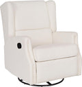 Flash Furniture Omma Swivel Glider Rocking Recliner Manual Wingback Recliner with 360 Degree Swivel for Living Room Bedroom or Nursery Upholstered Off-White Boucle