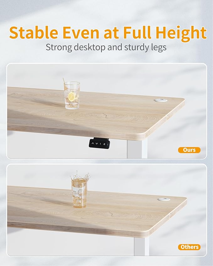 CubiCubi Height Adjustable Electric Standing Desk 48 x 24 Inches Stand Up Table Sit Stand Home Office Desk with Splice Board Maple