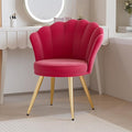 Velvet Accent Chair with Gold Metal Legs Vanity Chair for Makeup Room Upholstered Guest Chair for Living Room Side-Chair for Bedroom Fushia