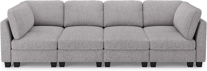 Belffin 111 Cloud Sectional Sleeper Sofa with Deep Seat Modular Sectional Sofa Bed Couches for Living Room. Light Grey Couch