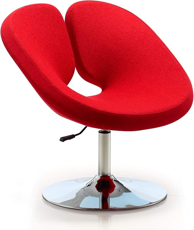 Manhattan Comfort Perch Mid Century Modern Living Room Wool Blend Adjustable Accent Chair 27.36 Set of 2 Red