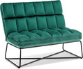 MCombo Loveseat Sofa Couch Mid-Century Velvet Armless Settee 2-Seater Upholstered Bench for Living Room Bedroom 4018 (Green)