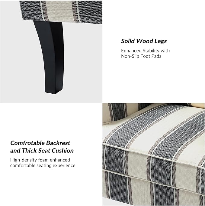 HULALA HOME Modern Accent Chair for Living Room Upholstered Fabric Single Sofa Chair Wingback Armchair with Wooden Legs for Bedroom Office Reading or Waiting Room Black