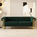 Mid-Century Modern Green Velvet Sofa with Gold Metal Legs 83.86 Luxury Chesterfield Comfy Couches for Living Room (Velvet Green)