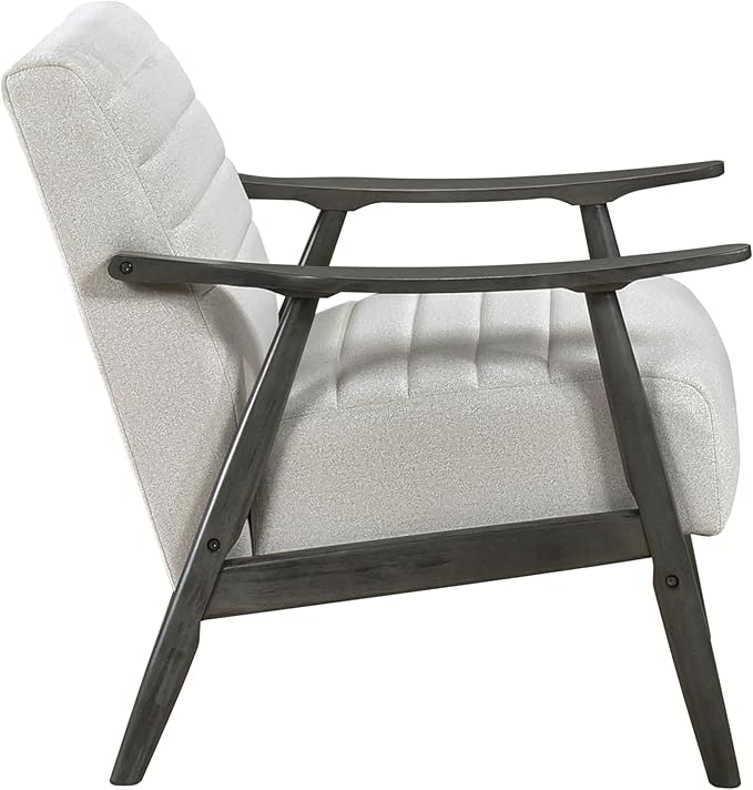 Casual Transitional Chair with Pearl-hued Fabric Upholstery and Dark Gray Frame Solid Wood Design for Living Room Comfort