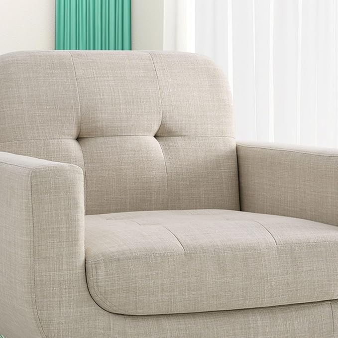 Rosevera Elena Contemporary Accent Armchair with Linen Upholstery Living Room Furniture Light Beige