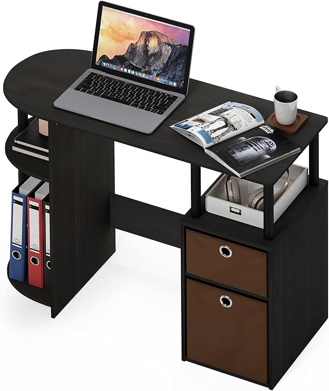 FURINNO Jaya Computer Study Desk with Bin Brown
