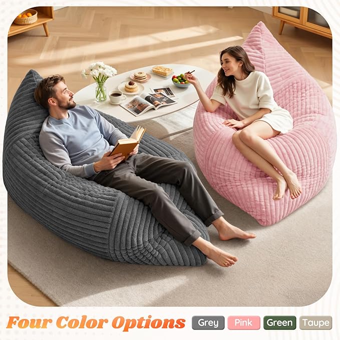 3 in 1 Giant Bean Bag Chair for Adults and Kids Oversized Convertible Bean Bag Bed with Machine Washable Cover Comfy Soft Memory Foam Floor Sofa for Living Room Bedroom &amp Game Room(Green)