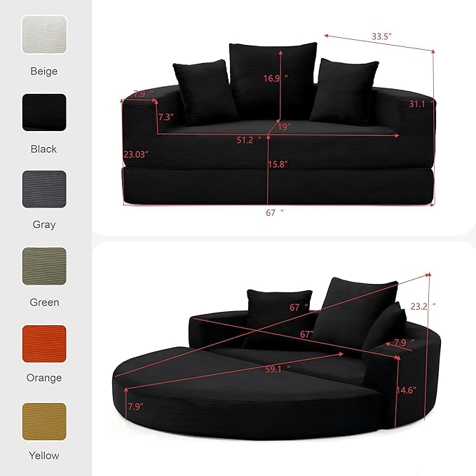 Casaphoria Modern Futon Sofa Bed67 Inch Wide Folding Couch with Wide Armrests and PillowsConvertible Lounger for ApartmentGuest RoomDaybed(Black)