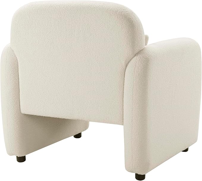 Lexicon Modern Accent Single Sofa Chair with Square Armrest Boucle Fabric Upholstered Comfy Reading Chair with Lumbar Pillow for Bedroom/Living Room/Office Beige