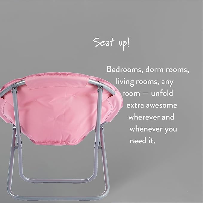 Urban Lifestyle Microsuede Saucer Chair for AdultsPink Cozy Folding Accent Chair for Bedroom Dorm or Lounge