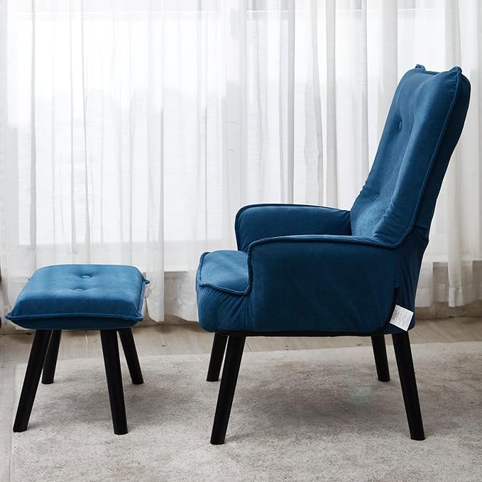 Accent Chair TV Chair Living Room Chair with OttomanModern Vanity Chair with Arms Upholstered Tall Back Desk Chair for Bedroom