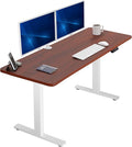 VIVO Electric 60 x 24 in Standing Desk Memory Height Adjustment 1B Series Holds 220 lbs One-Piece Dark Walnut Top White Frame DESK-KIT-1W6D