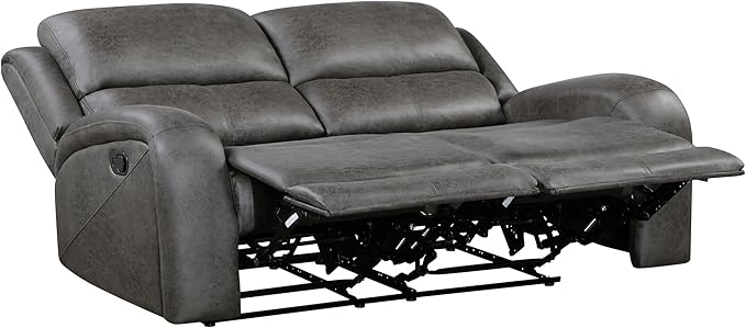 Lexicon 61.5'' Double Recliner Couch Wall Hugger Sofa Recliners Home Theater Seating Dual Reclining Couch Love seat Recliner Manual Recliner Couches for Living Room/Bedroom/Office/Apartment Grey