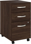 Bush Business Furniture 3 Drawer Mobile File Cabinet - Assembled Rolling Document Storage for Home or Professional Office Studio C Collection Black Walnut