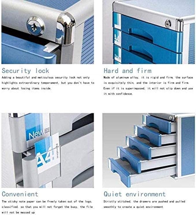 vase File Storage Cabinet Flat File Cabinets Flat 5 Drawer Lockable Data File Storage Cabinet - Aluminum Alloy - Blue 30x36x30.5cm Home Office Furniture File Box