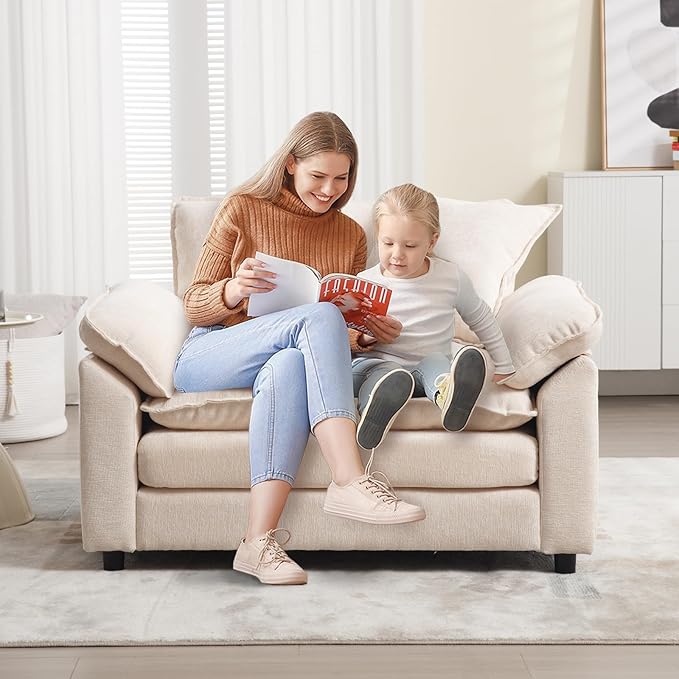 Chenilli Oversized Accent Chair Armchair Chair with Ottoman Comfy Single Sofa with Large Seat and Extra Wide Armrests UpholsteredReading Chairs for Bedroom Living Room