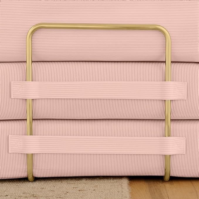 4-in-1 Folding Convertible Floor Sofa Bed 78 Oversized Compression Sofa No Assembly Required King Futon Lazy Couch Corduroy Loveseat Sleeper with Pull Out Bed Modular Futon Couch (Pink)