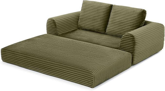 Foldable Boneless Love Seat Couches in a Box Modern Floor Foam Sleeper Sofa Bed 2-in-1 Convertible Cloud Sofa for Home Apartments Bedroom