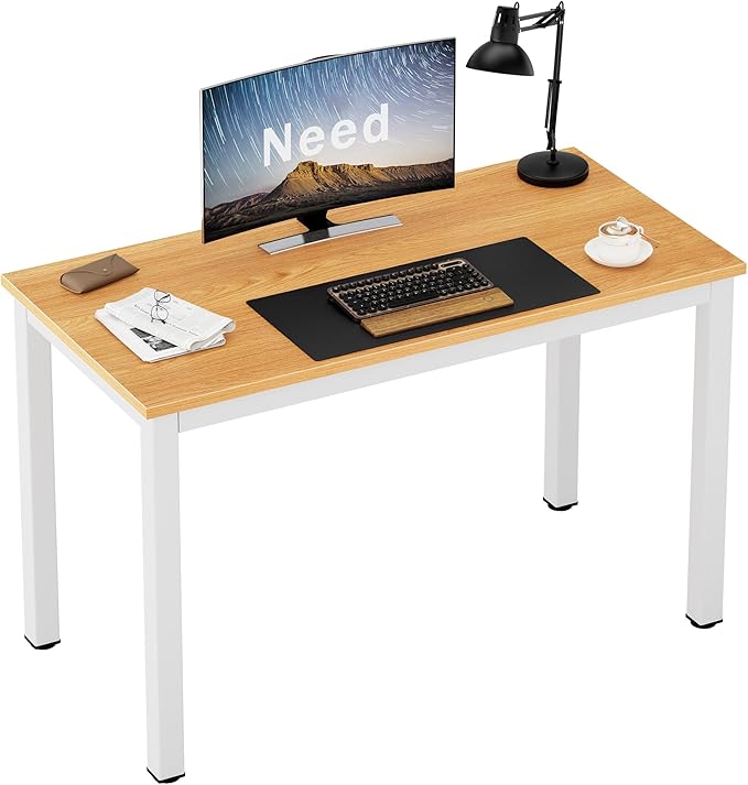 Need Office Computer Desk - 47 Inches Modern Simple Heavy Duty Working Study TableModern Simple Style PC Writing TableHome Office Writing Small Desk Perfect for Training/Card/Meeting Teak&ampWhite