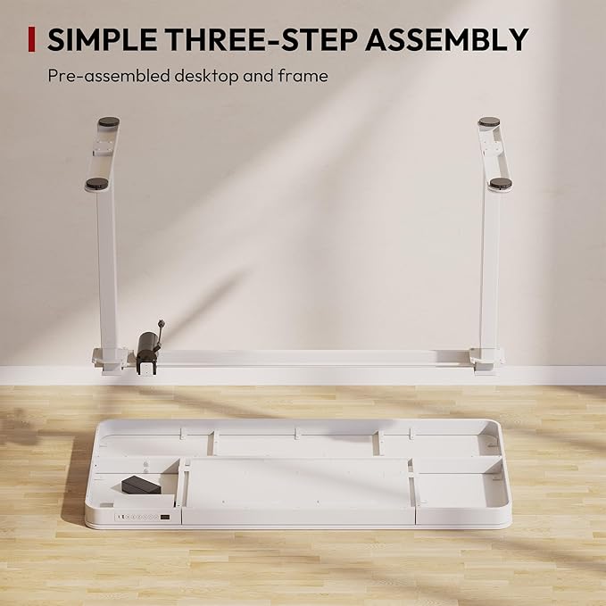 Standing Desk with Drawer Electric Height Adjustable Home Office Desk with Storage &amp USB Ports 55 inch White Wood Tabletop/White Frame