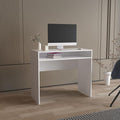 Computer Desk with Storage Shelf Minimalist White Design Perfect for Home Office