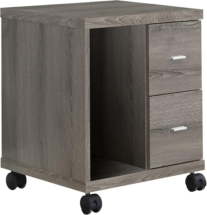 Taupe Mobile Filing Cabinet with 2 Drawers Open Storage Space 4 Wheels Rectangular Portable Filing Cabinet Farmhouse for Office Study Room
