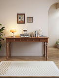 French Country Style Walnut Writing Desks with Drawers 47 Solid Wood Farmhouse Computer Table for Home Office Living Room Study or Workspace (Walnut)