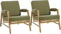 HEAH-YO Modern Accent Chair Set of 2 Upholstered Boucle Fabric Living Room Chair with Wooden Frame Comfy Armchair with Thick Cushion for Bedroom Balcony Green
