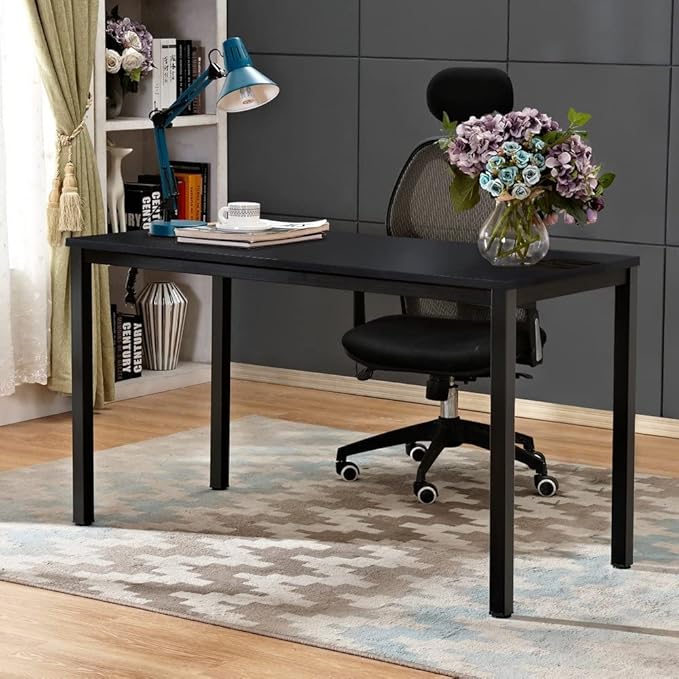 sogesfurniture 47.2 inches Office Desk Computer Desk Gaming Desk Computer Table Sturdy Writing Workstation for Home Office Black
