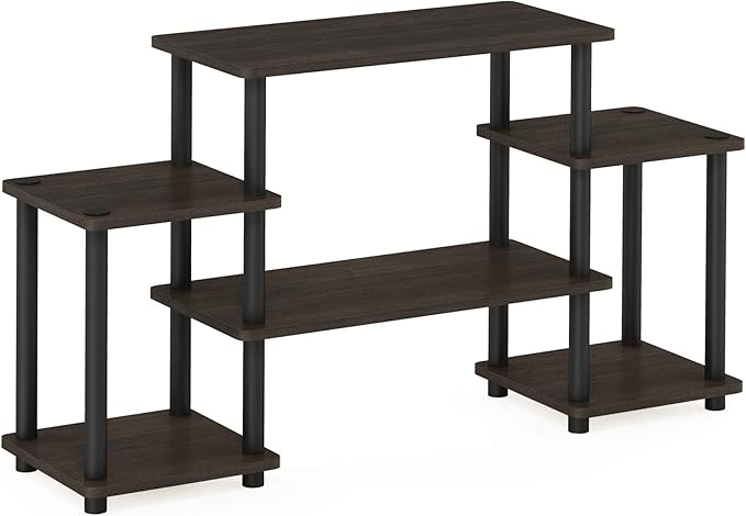 Furinno Turn-N-Tube No Tools Entertainment TV Stands Dark Brown/Black
