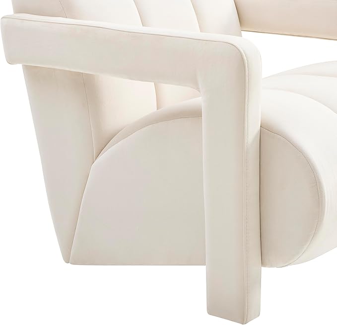 Roundhill Furniture Velmor Contemporary Velvet Accent Armchair Ivory
