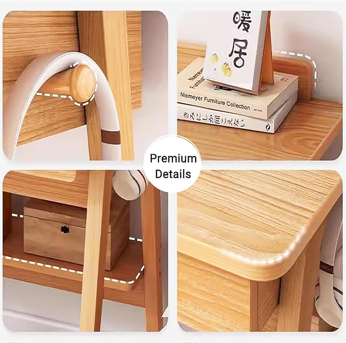 Scandinavian Solid Wood DeskSmall Home Office Desk with Drawers and ShelvesWriting Desk WorkstationContemporary Computer Desk Study Desk Table
