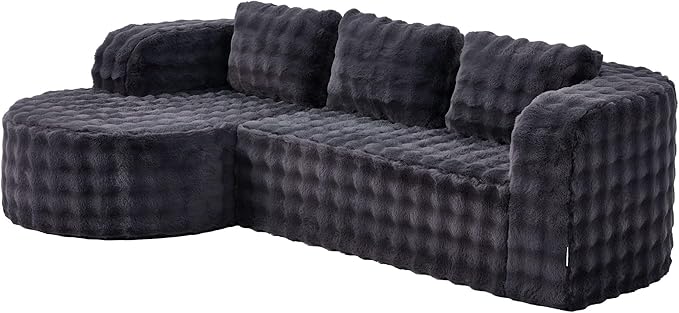 Hobestluk 96 Cloud Sectional Couch Modern Boneless Couch 3 Seater with Oversized Chaise L Shaped Modular Sofa Couches for Living Room Apartment No Assembly Required (Bubble Grey Left Facing Chaise)
