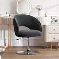 Furniliving Makeup Vanity Chair Flexible Round-Back 360° Accent Chair with Plated Frame Height Adjustable Swivel Chairs for Living Room Charming Chair Lounge Pub Bar (Black)