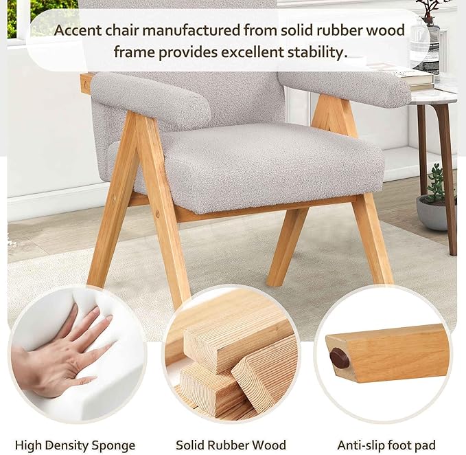 Modern Velvet Upholstered Accent Chairs Set of 2 with Wood Frame and Armrest Fabric Wooden Armchairs for Living Room Bedroom Office Reading Room (Gray)