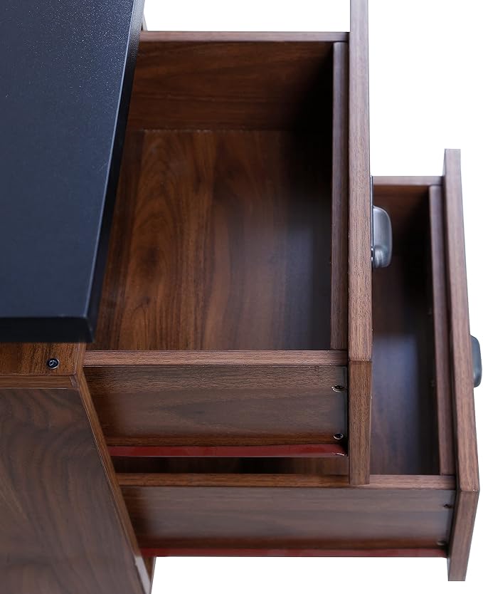 MODERION Computer Desk for Home Office with 4 Large Drawers Rustic Wood Writing Study Table with Metal Frame 59” x 21.7” x 29.5” Easy Assembly Brown and Black CTSZ20401WACM