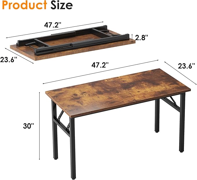 Need 47 inches Computer Desk Office Desk Folding Table with BIFMA Certification Computer Table Workstation Rustic Brown AC5FB-120