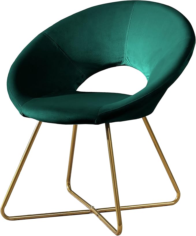 Slatina Green Silky Velvet Accent Chair - Modern &amp Comfortable Upholstered Armchair for Living Room Bedroom