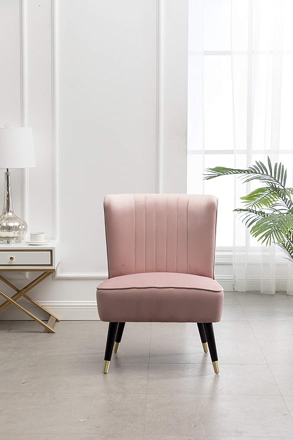 Elon Contemporary Velvet Upholstered Accent Chair Pink