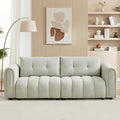 Mid Century Modern Boucle Sofas for Living Room 3 Seater Couch with Deep Seat Comfy Sherpa Cloud Couch Oversized Loveseat for Apartment Bedroom Home Office 91.5 Inch Mint Green