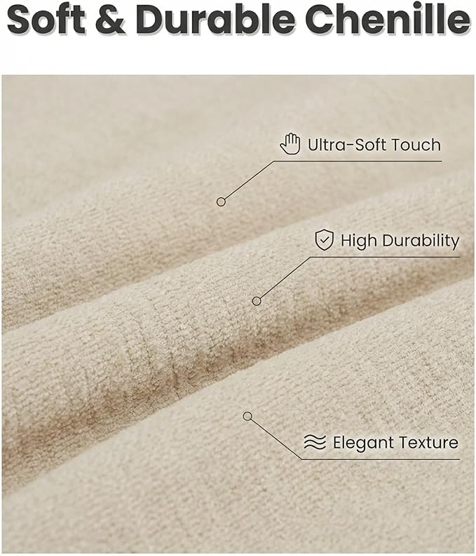 Furnimart 2-Piece Manual Recliner Chair for Small Spaces Chenille Reclining Chair with Chunky Cushion Comfortable Single Sofa for Adults Ideal for Living Room Bedroom Home Theater Beige