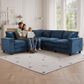 97 L Shaped Couch Corner Sofa 5 Seater Oversized Cloud Couch with 2 Pillows Chenille Modular Sectional Sofa Armrests with Two Hidden Storage Space Sectional Couches for Living Room Dark Blue