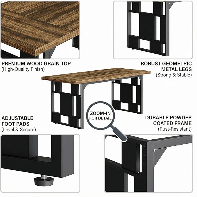 71 Inch Large Executive Desk Heavy Duty Computer Desk with Extra Thick Wooden Tabletop and Metal Frame Modern Workstation Writing Study Desk for Home Office Study Room