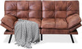 MUUEGM Futon Sofa Bed 71 Convertible Adjustable Backrest Armrests Memory Foam Couch Bed Modern Faux Leather Futon Sleeper Couch Loveseat for Living RoomOfficeApartmentSmall SpaceDark Brown