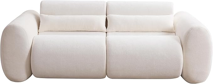 Christopher Knight Home Orri 79 Cozy Chenille Upholstered Cloud Couch 3-Seater Modern Sofa Home Sofa Living Room with Round Arm Sturdy Wooden Frame Lounge Chair Indoor Easy to Assembly White