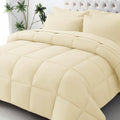 JOLLYVOGUE Twin Comforter Set Ultra-Soft Bed in a Bag Twin Size 5 Pieces Oeko-TEX Certified Bedding Set with Down Alternative Comforter Sheets Pillowcases &amp Shams Light Yellow