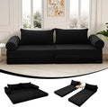 MeMoreCool Convertible Sofa Bed Folding Floor Couch Bed Queen Pull Out Sleeper Couch with Pillows Fold Out Futon Sofa for Bedroom Living Room Small Space Corduroy Black